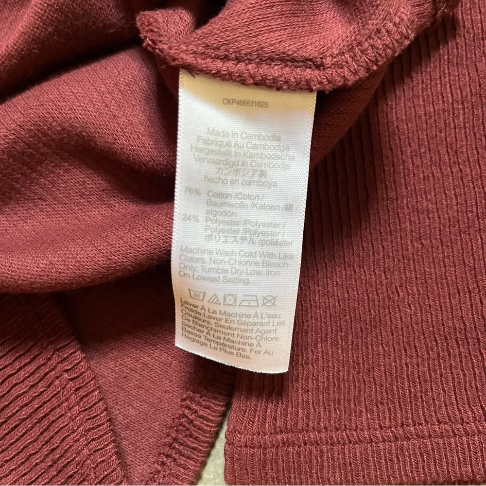 Madewell Ribbed Tie Front Long Sleeve Top